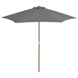 Berkfield Home Outdoor Parasol with Wooden Pole 270 cm Anthracite in Dark Grey - thumbnail 2