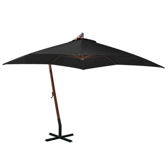 Berkfield Home Hanging Parasol with Pole Black 3x3 m Solid Fir Wood - image 1