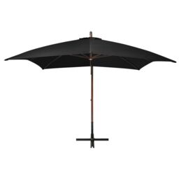 Berkfield Home Hanging Parasol with Pole Black 3x3 m Solid Fir Wood - thumbnail 2