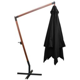 Berkfield Home Hanging Parasol with Pole Black 3x3 m Solid Fir Wood - thumbnail 3