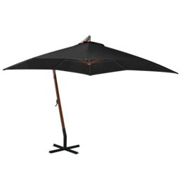 Berkfield Home Hanging Parasol with Pole Black 3x3 m Solid Fir Wood
