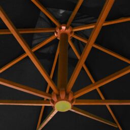 Berkfield Home Hanging Parasol with Pole Black 3x3 m Solid Fir Wood - thumbnail 4