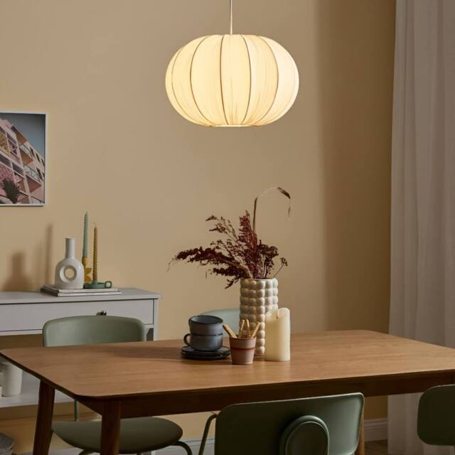 Wyld and Coco Pendant Lamp White Pleated Cotton Shade - image 1