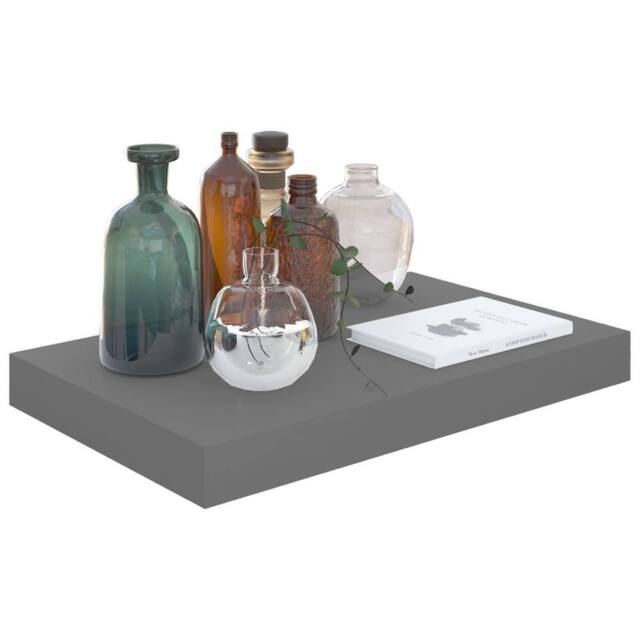 Berkfield Home Durable Floating Wall Shelf High Gloss Grey 40x23x3.8 cm MDF - image 1