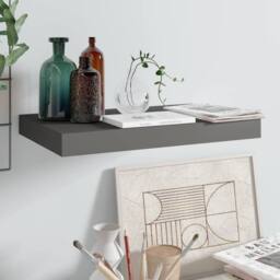 Berkfield Home Durable Floating Wall Shelf High Gloss Grey 40x23x3.8 cm MDF - thumbnail 2