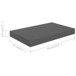 Berkfield Home Durable Floating Wall Shelf High Gloss Grey 40x23x3.8 cm MDF - thumbnail 7
