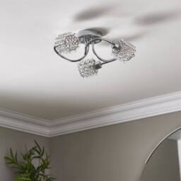 First Choice Lighting Set of 2 Katarina - 3 Way Ceiling Lights with Jewelled Glass Shades in Silver - thumbnail 5