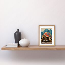 Artery8 Wall Art Print Geometric Turtle Colourful Hexagon Scutes Shell Pattern Tortoise Bathroom Nautical Theme Artwork Framed 9X7 Inch - thumbnail 2