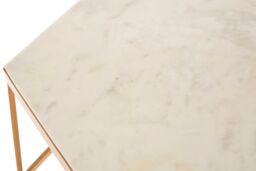 Orsina Hexagonal Marble Top Side Table, Geometric Gold Iron Frame With Natural Marble, Table for Living Room - thumbnail 3