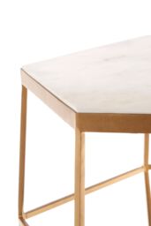 Orsina Hexagonal Marble Top Side Table, Geometric Gold Iron Frame With Natural Marble, Table for Living Room - thumbnail 4