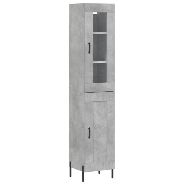 Berkfield Home Highboard Concrete Grey 34.5x34x180 cm Engineered Wood - image 1