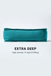 Homescapes Cotton Dining Chair Booster Cushion in Teal - Size: 40 cm x 40 cm - thumbnail 3