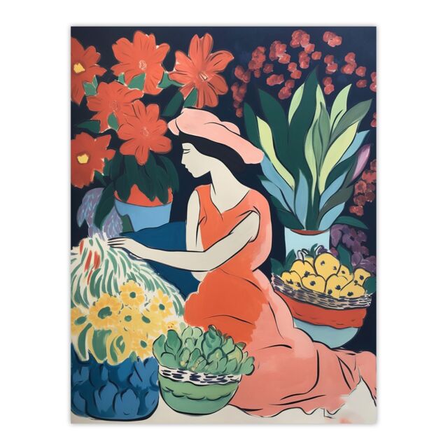 Artery8 The Market By Sylvia Day Sitting Danish Pastel Aesthetic Floral Matisse Style Flowers Dutch Large Wall Art Poster Print Thick Paper 18X24 - image 1