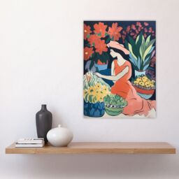 Artery8 The Market By Sylvia Day Sitting Danish Pastel Aesthetic Floral Matisse Style Flowers Dutch Large Wall Art Poster Print Thick Paper 18X24 - thumbnail 4