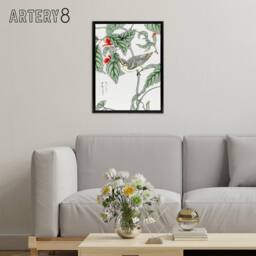 "Artery8 Tree Creeper & Pea Japanese Framed Canvas Wall Art Print Kashu - Size: W12"" x H16""" - thumbnail 3