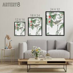 "Artery8 Tree Creeper & Pea Japanese Framed Canvas Wall Art Print Kashu - Size: W12"" x H16""" - thumbnail 4