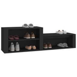 Berkfield Home Shoe Cabinet Black 150x35x45 cm Engineered Wood - Size: 150 x 35 x 45 cm - thumbnail 4