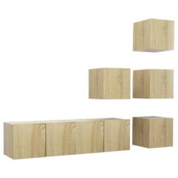 Berkfield Home 6 Piece TV Cabinet Set Sonoma Oak Engineered Wood in Brown - thumbnail 2