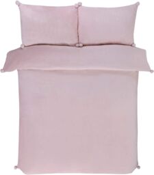 Smart Living Luxurious Pom Pom Fleece Duvet Cover with Pillowcases in Light Pink - Size: Super King - thumbnail 4