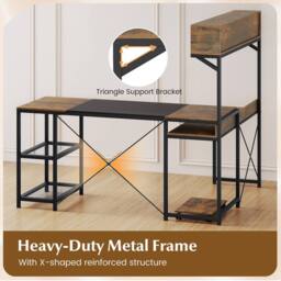 Costway L-Shaped Computer Desk Reversible Corner Workstation w/ Storage Hutch in Dark Brown - thumbnail 4