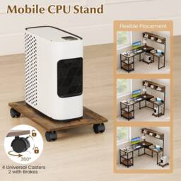 Costway L-Shaped Computer Desk Reversible Corner Workstation w/ Storage Hutch in Dark Brown - thumbnail 6