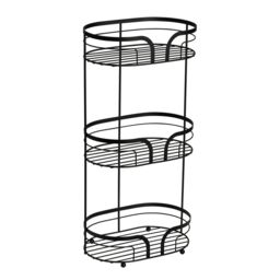 Showerdrape Dante Modern 3-Tier Floor Caddy - Bathroom Storage in White, Grey, Pink, Chrome, Black, Sage Green in Black - thumbnail 3
