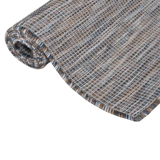Berkfield Home Outdoor Flatweave Rug 120x170 cm Brown & Blue - Size: 100 cm diameter - image 1