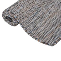 Berkfield Home Outdoor Flatweave Rug 120x170 cm Brown & Blue - Size: 100 cm diameter - thumbnail 1