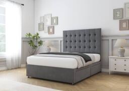 "Sloomy Alabama Coniston Divan Bed Base No Drawers - 26"" Strutted Headboard in Dark Grey - Size: Small Single" - thumbnail 3