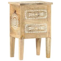 Berkfield Home Hand Painted bedside Cabinet 40x30x60 cm Solid Mango Wood in Brown - Size: 40 x 30 x 60 cm - thumbnail 9