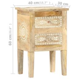 Berkfield Home Hand Painted bedside Cabinet 40x30x60 cm Solid Mango Wood in Brown - Size: 40 x 30 x 60 cm - thumbnail 8