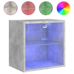 Berkfield Home Bedside Cabinet with LED Lights Wall-mounted Concrete Grey