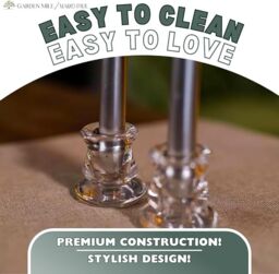 Marco Paul Pack of 4 Glass 7cm Taper Candle Stick Holder Table Centre Piece in Clear - thumbnail 5