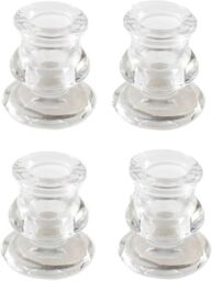 Marco Paul Pack of 4 Glass 7cm Taper Candle Stick Holder Table Centre Piece in Clear - thumbnail 1