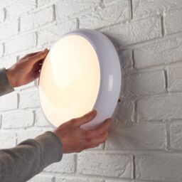 Loops Gloss White Commercial IP65 Bulkhead Light 18W CCT LED Module - Microwave Sensor - thumbnail 3