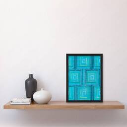 Artery8 Furuya Korin Framed Wall Art Print Squares Geometric Blue Pattern - Size: A4 - thumbnail 2