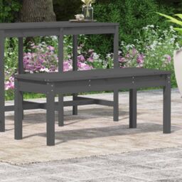 Berkfield Home Garden Bench Grey 109x44x45 cm Solid Wood Pine - Size: 109 x 44 x 45 cm - thumbnail 3
