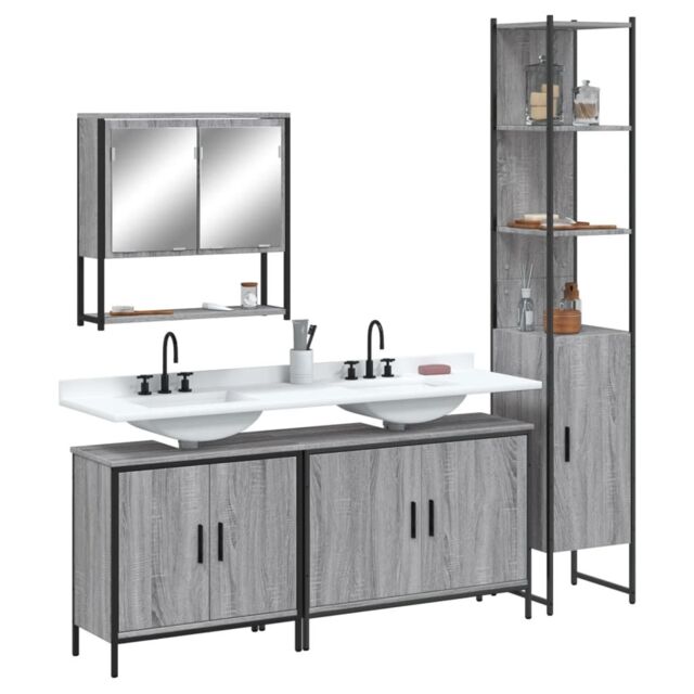 Berkfield Home 4 Piece Bathroom Furniture Set Grey Sonoma Engineered Wood - image 1