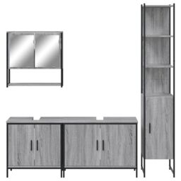 Berkfield Home 4 Piece Bathroom Furniture Set Grey Sonoma Engineered Wood - thumbnail 6