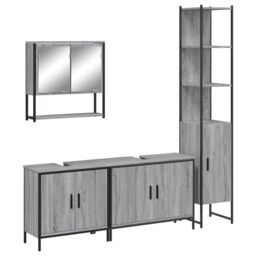 Berkfield Home 4 Piece Bathroom Furniture Set Grey Sonoma Engineered Wood - thumbnail 2