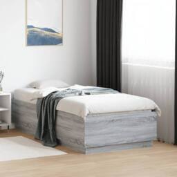Berkfield Home Bed Frame with LED without Mattress Grey Sonoma 90x190 cm Single - thumbnail 2