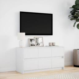 Berkfield Home TV Cabinet with LED White 100x34x50 cm Engineered Wood - Size: 100 x 34 x 50 cm - thumbnail 4