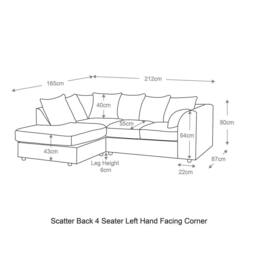 Furnishings For Less UK Monaco Chenille Fabric 3 to 4 Seater L Shaped Corner Sofa Left Hand Facing in Pink - thumbnail 3
