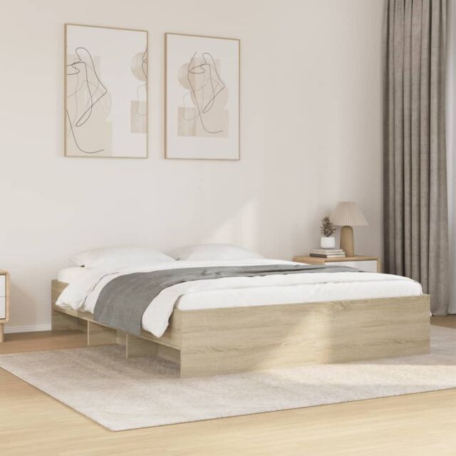 Berkfield Home Bed Frame without Mattress Sonoma Oak 150x200 cm King Size Engineered Wood in Brown - image 1