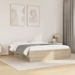 Berkfield Home Bed Frame without Mattress Sonoma Oak 150x200 cm King Size Engineered Wood in Brown - thumbnail 1