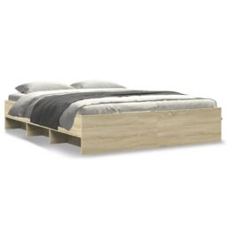 Berkfield Home Bed Frame without Mattress Sonoma Oak 150x200 cm King Size Engineered Wood in Brown - thumbnail 2