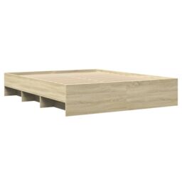 Berkfield Home Bed Frame without Mattress Sonoma Oak 150x200 cm King Size Engineered Wood in Brown - thumbnail 4