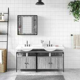 Berkfield Home 3 Piece Bathroom Cabinet Set Grey Sonoma Engineered Wood - thumbnail 3