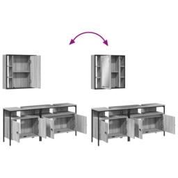 Berkfield Home 3 Piece Bathroom Cabinet Set Grey Sonoma Engineered Wood - thumbnail 9