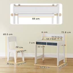 AIYAPLAY Art Table & Chair Set for children with Drawers in White - thumbnail 3